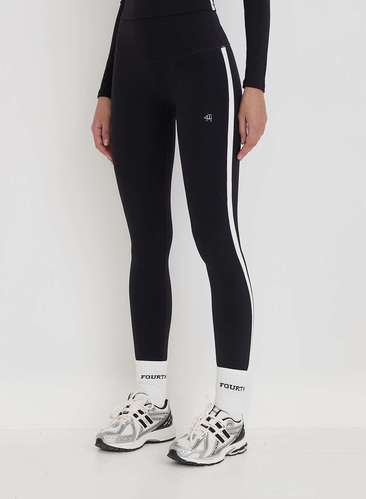 Black 4th Branded Contrast Piping Legging